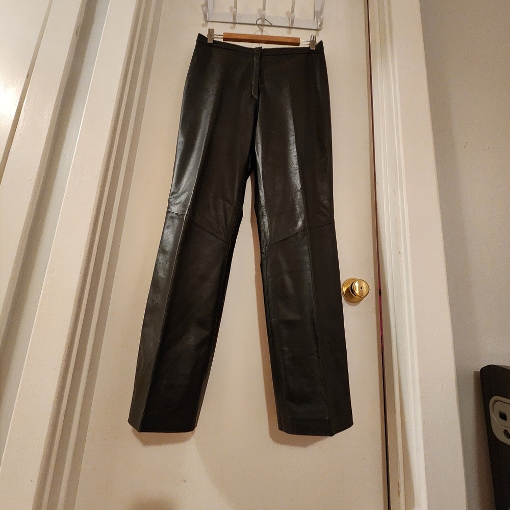 Vintage DC Collection Dark Brown Fully Lined Zip Front Leather Pants